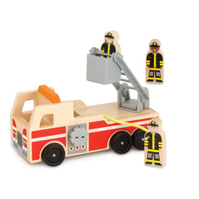 Melissa & Doug wooden fire truck with roll-up hose for imaginative pretend play