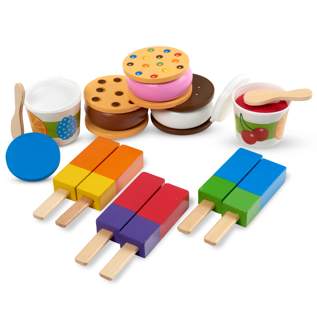 Italian ice cups with lids promote organized, imaginative serving scenarios.