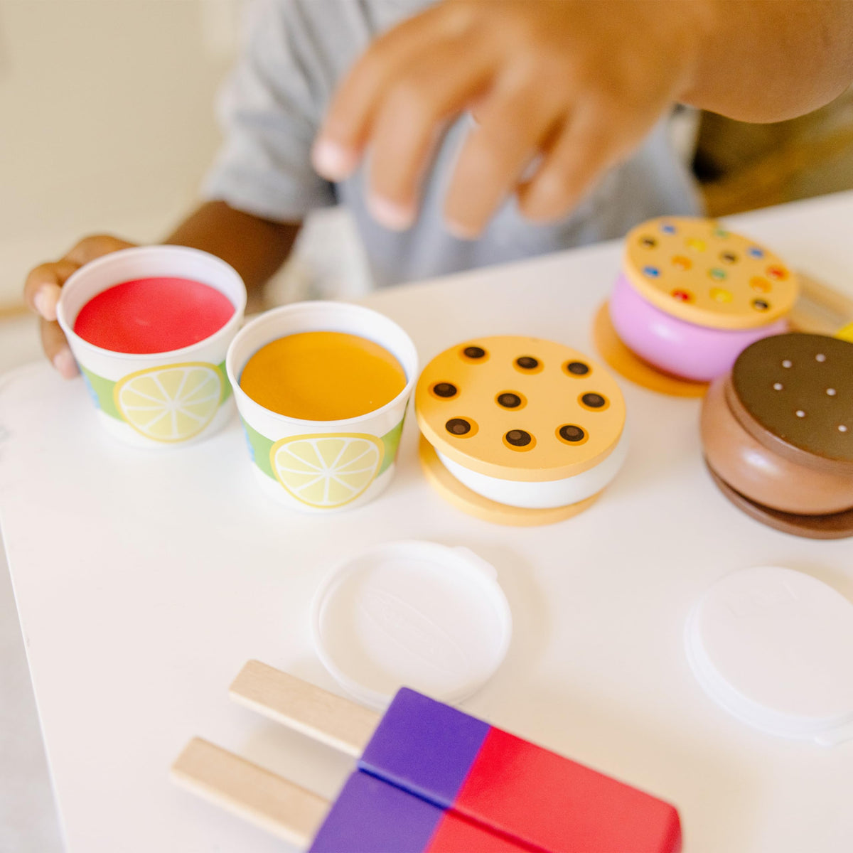 Durable wooden construction provides sturdy, long-lasting play pieces.