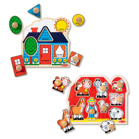 Melissa & Doug farm wooden jumbo knob puzzle for babies, builds early motor skills and shape recognition