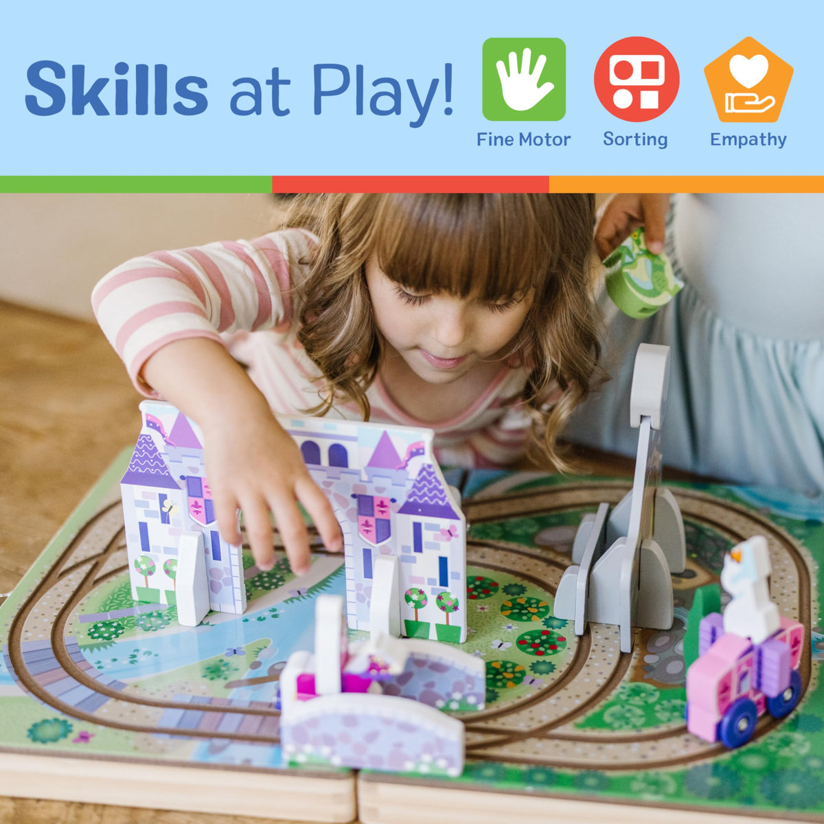 Melissa & Doug castle setup creates a central stage for royal stories.