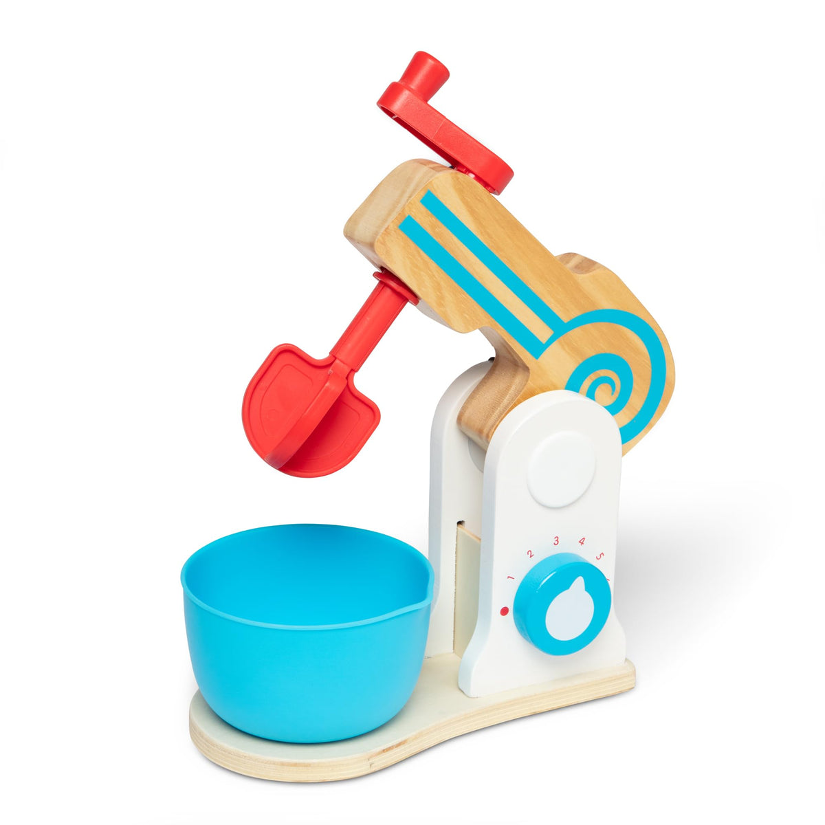 Melissa and Doug wooden make-a-cake mixer set butter piece engages slicing pretend play.