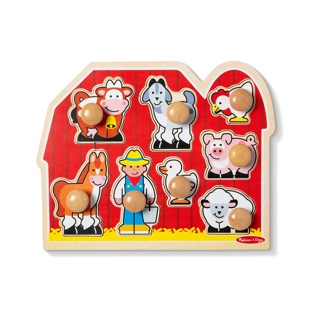 Whole wooden pieces and pegs, Melissa & Doug, durable toy for toddler play