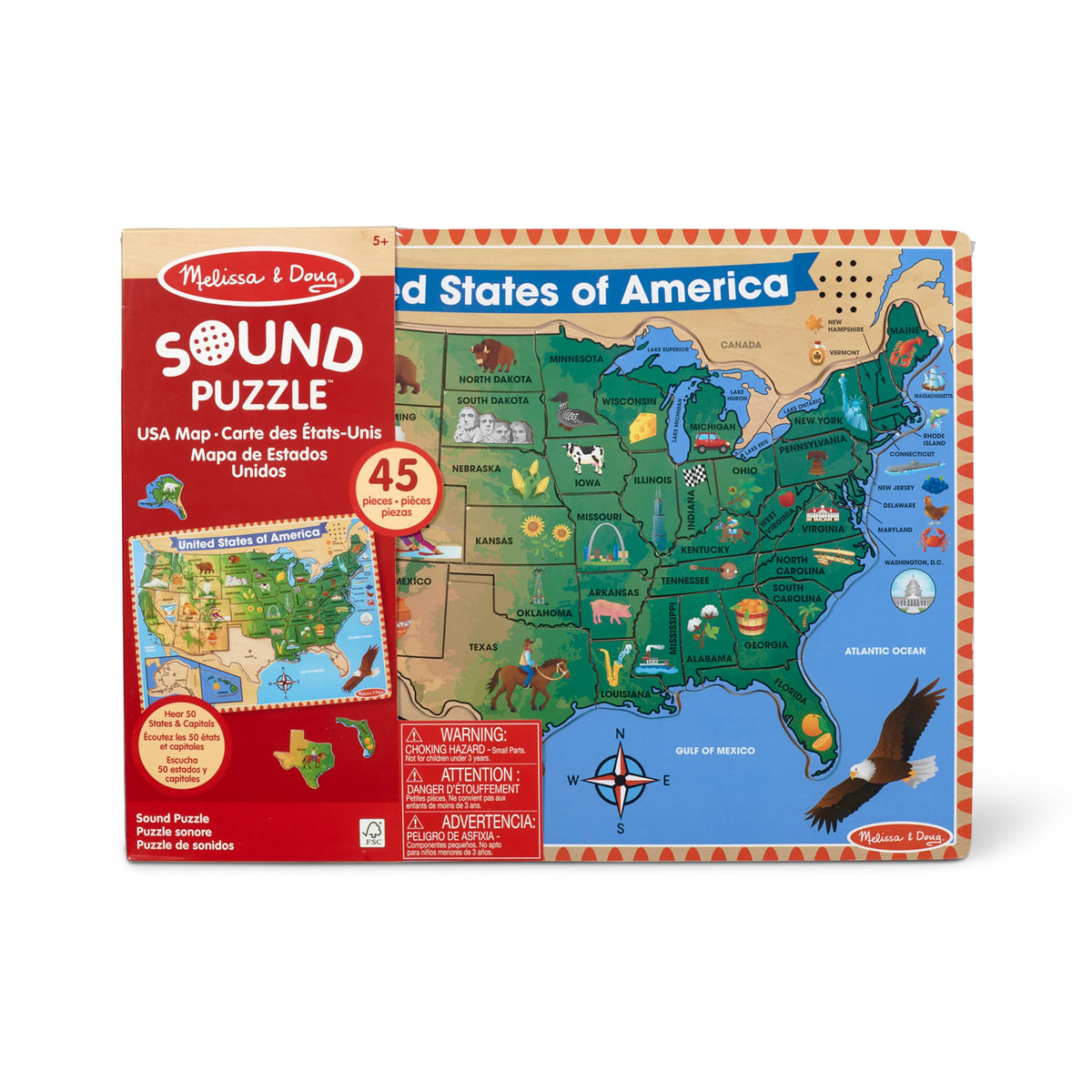 Melissa & Doug wooden puzzle pieces designed for durable hands-on learning.