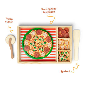 Melissa & Doug pizza cutter slices play food with a crunchy pretend sound