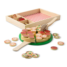 Melissa & Doug wooden pizza party tray with six slices for creative play