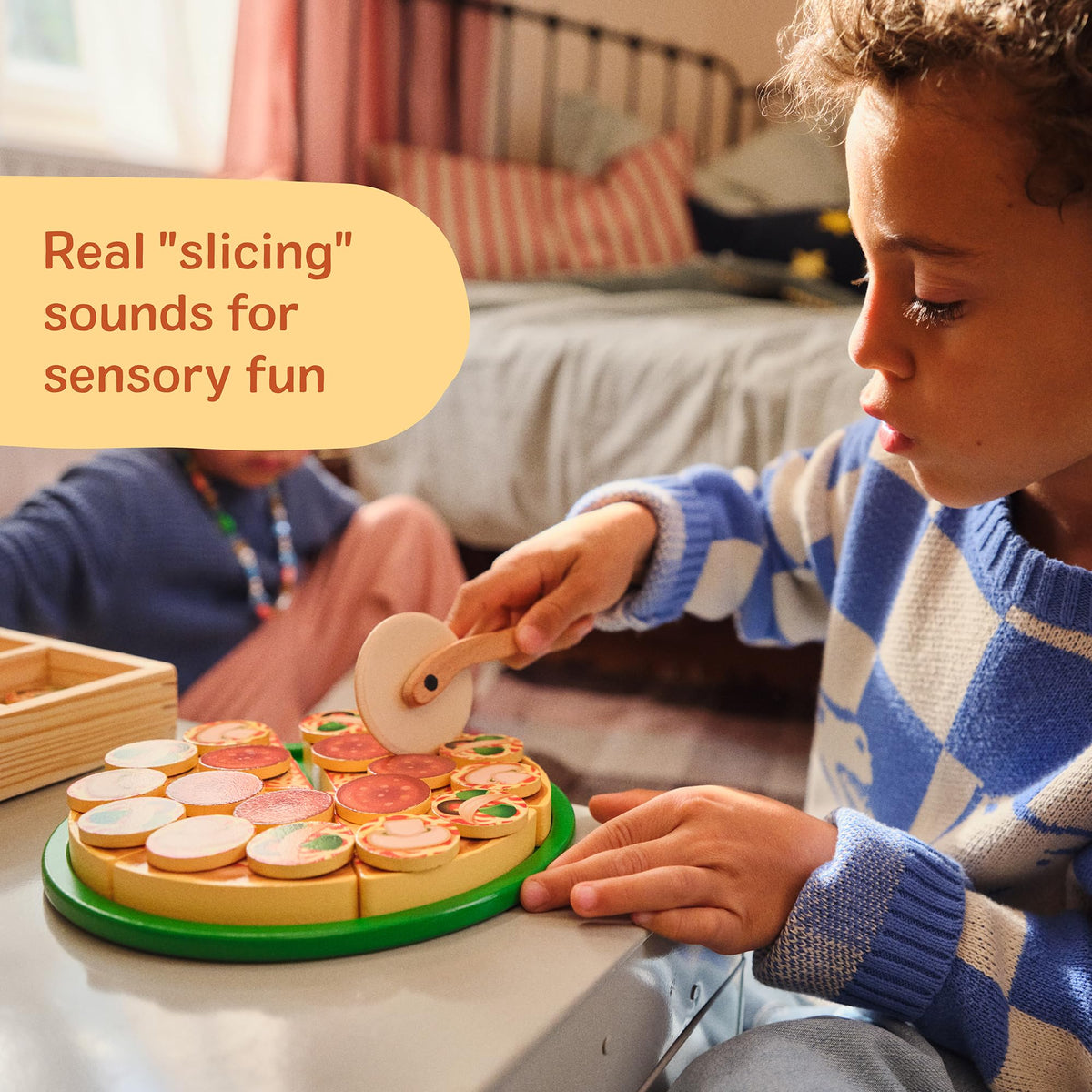 Melissa & Doug serving tray keeps play pieces organized during busy pretend meals