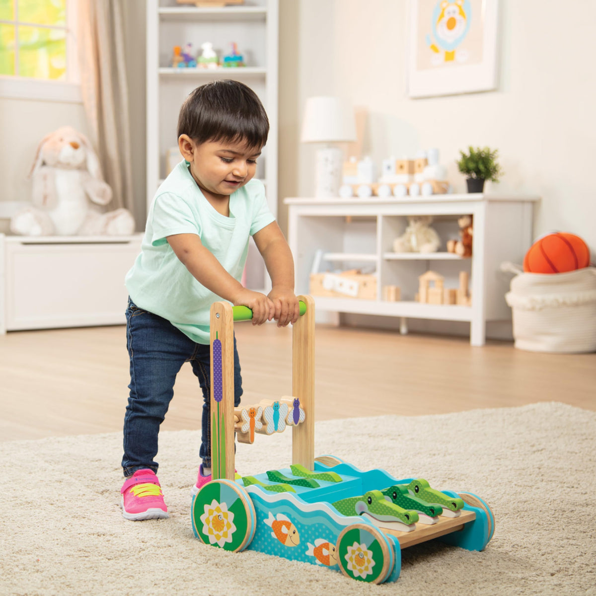 Melissa & Doug wooden push walker with easy-grip handle