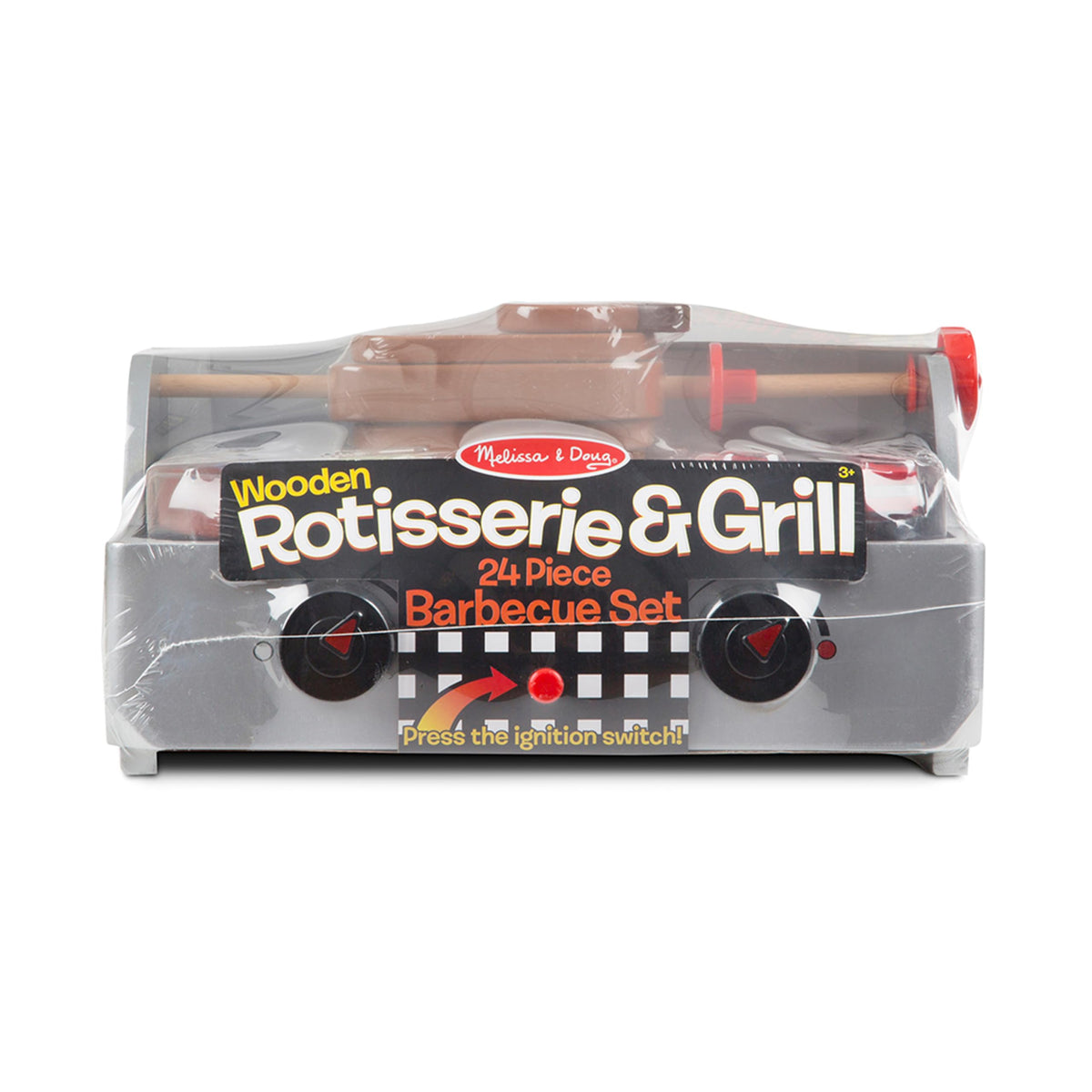 Melissa & Doug wooden sausage piece for safe slicing with the included knife.