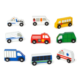 Melissa & Doug wooden town recycling truck for imaginative play and sorting.