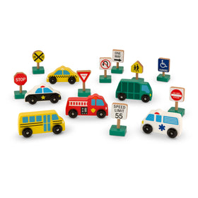 Melissa & Doug wooden emergency car for imaginative play and motor skills.