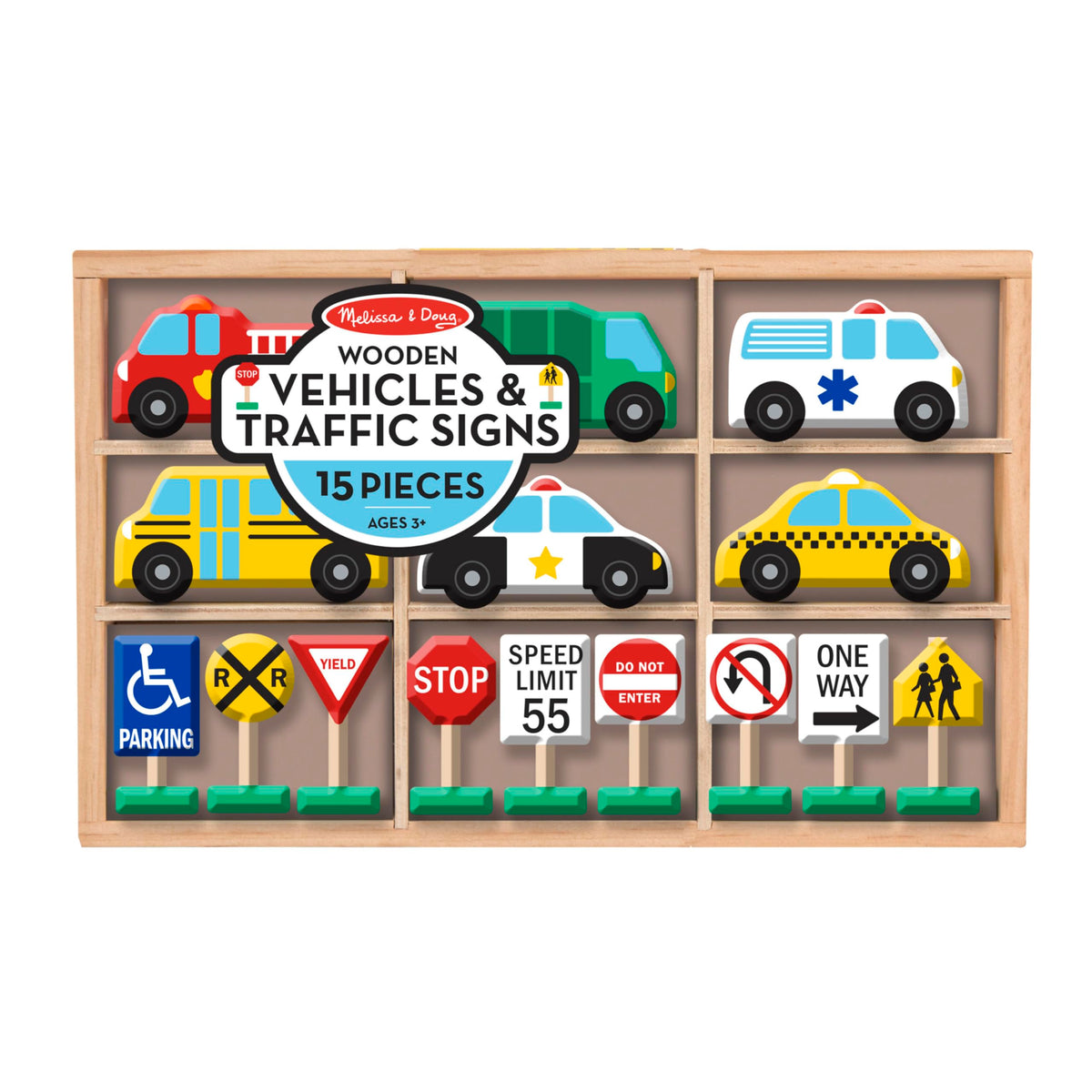 Melissa & Doug wooden pickup truck fosters narrative skills and spatial awareness.