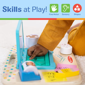 Melissa & Doug wooden pencil spin and mouse slide support hand-eye coordination.