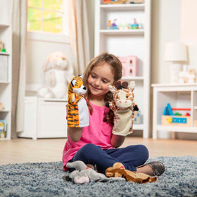 Puppets sized to fit both adults and children for shared play