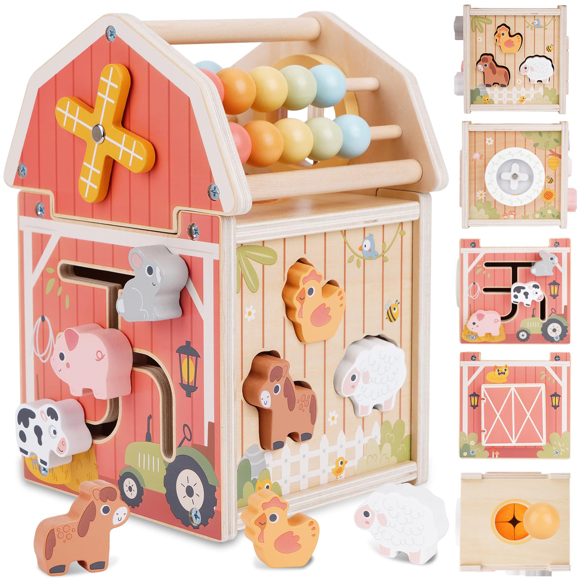 Melofaver Farm Barn Playhouse invites toddlers to explore pretend play and organization.