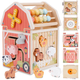 Melofaver Farm Barn Playhouse invites toddlers to explore pretend play and organization.