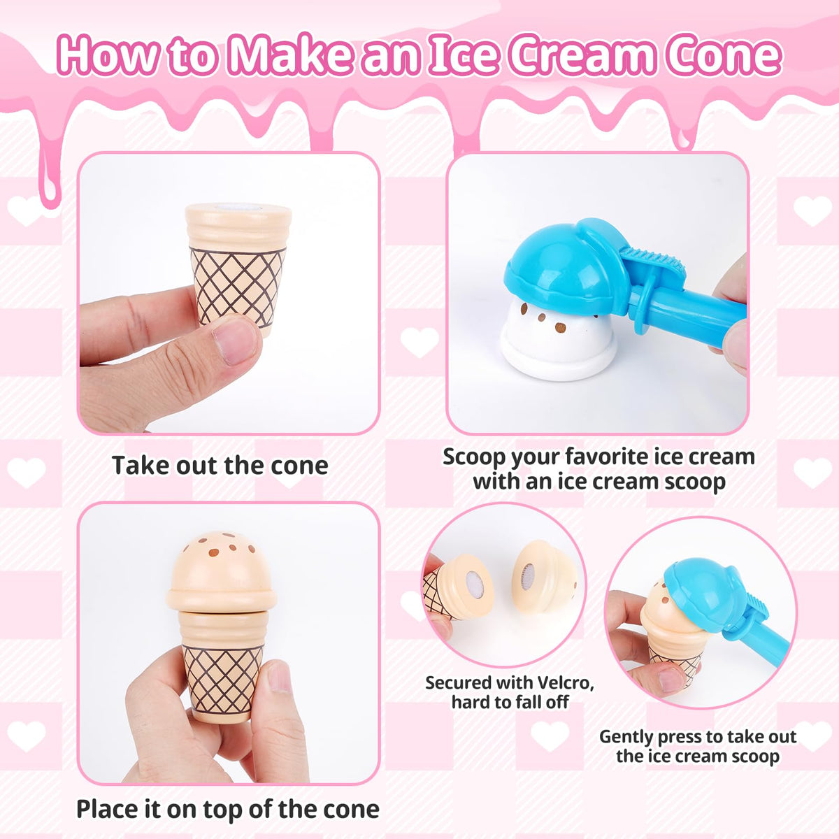 Melofaver ice cream cones promoting hands-on serving and motor skills