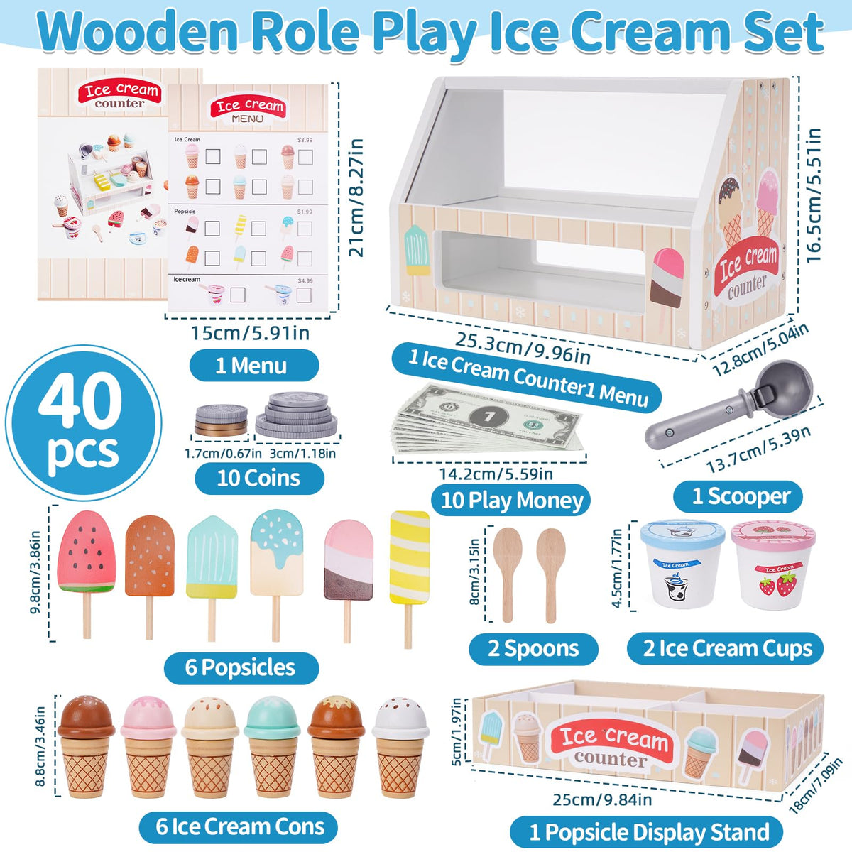 Melofaver ice cream cones brighten playtime and help kids learn color recognition while having fun.
