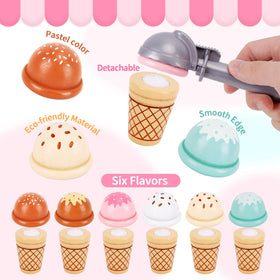 Melofaver ice-cream cups and scooper invite pretend shopping and social play.