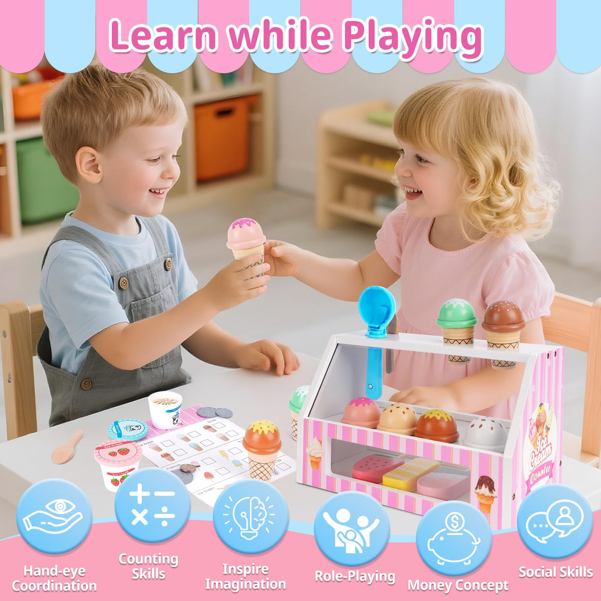 Melofaver ice cream scooper enabling realistic scooping play