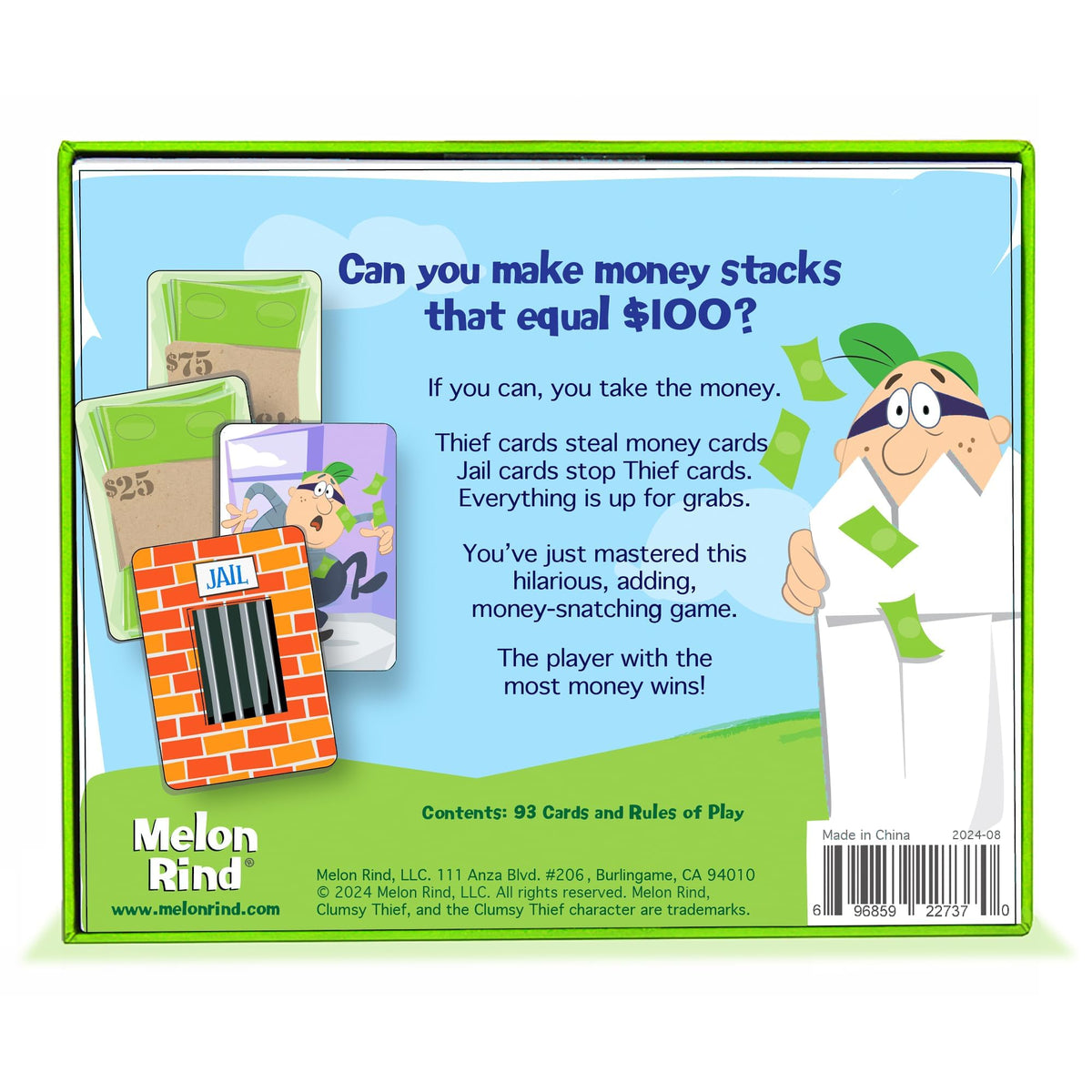 Melon Rind Clumsy Thief packaging showcases vibrant educational fun.