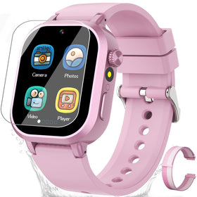 Melontti waterproof kids smartwatch in pink, built for splash protection during daily activities.