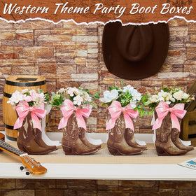 Memorywuu 24 cm boot box centerpiece highlighting tall Western decor