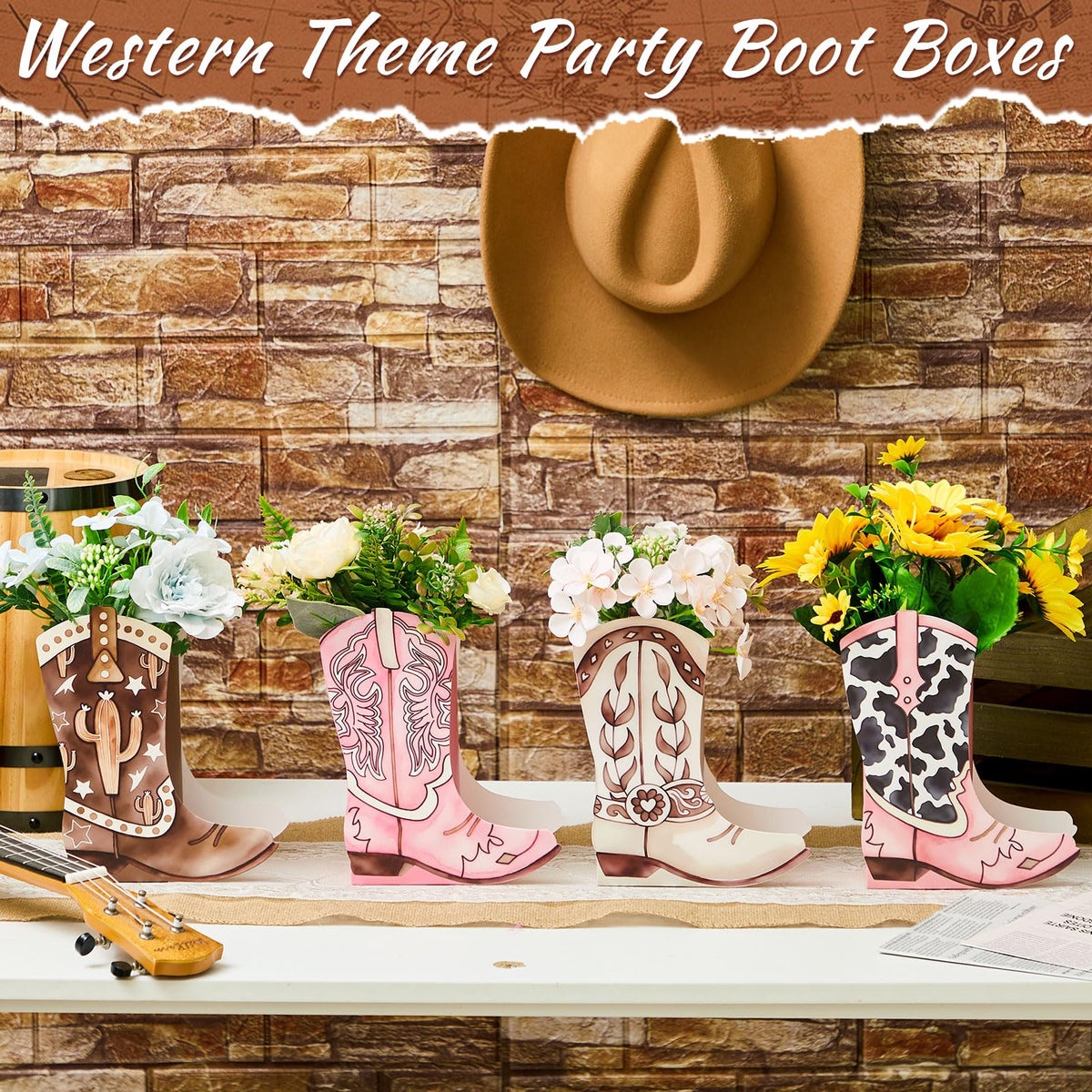 Memorywuu 21 cm tall cowgirl boot box adds instant focal point