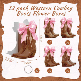 Memorywuu brown cowboy boot box centerpiece showing four-style variety