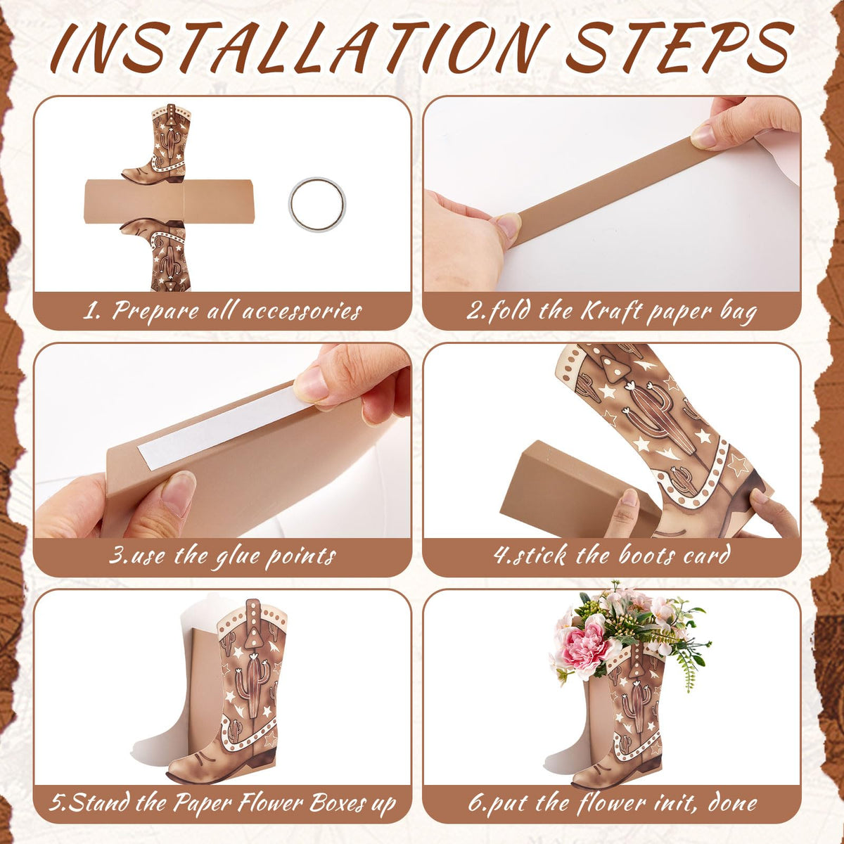 Memorywuu cowboy boots centerpiece kit offers versatile decor for multiple occasions.