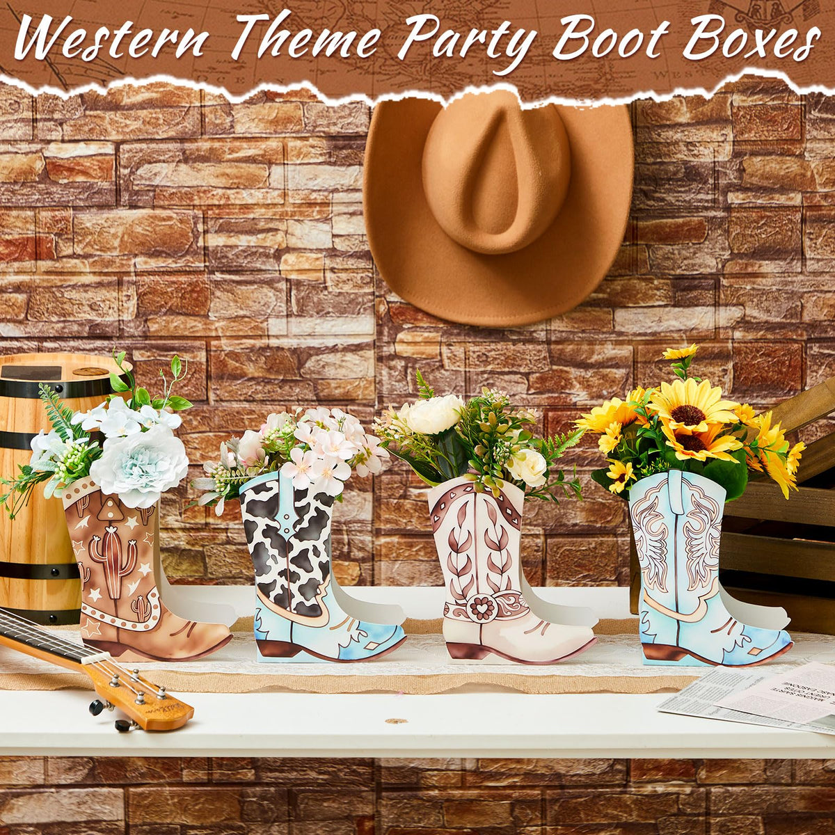 Memorywuu western boots box black back view adds bold accents to sleek setups.