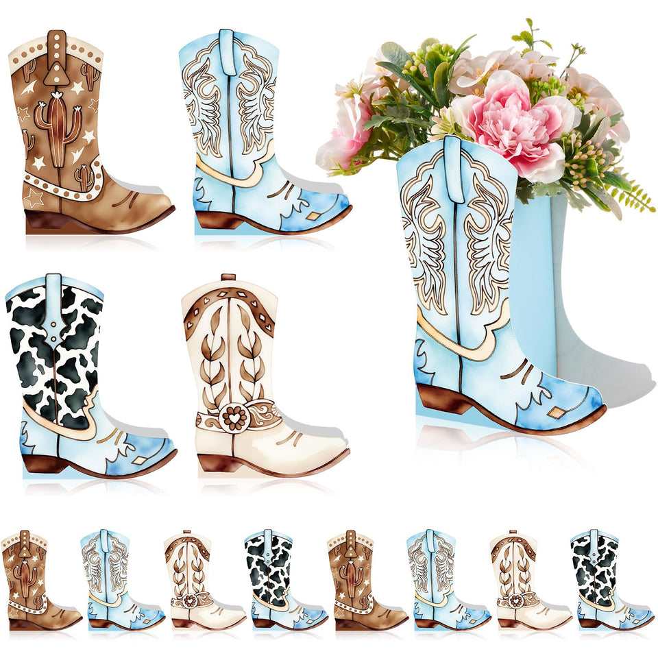 Memorywuu western boots box blue front view, a striking centerpiece for western events.