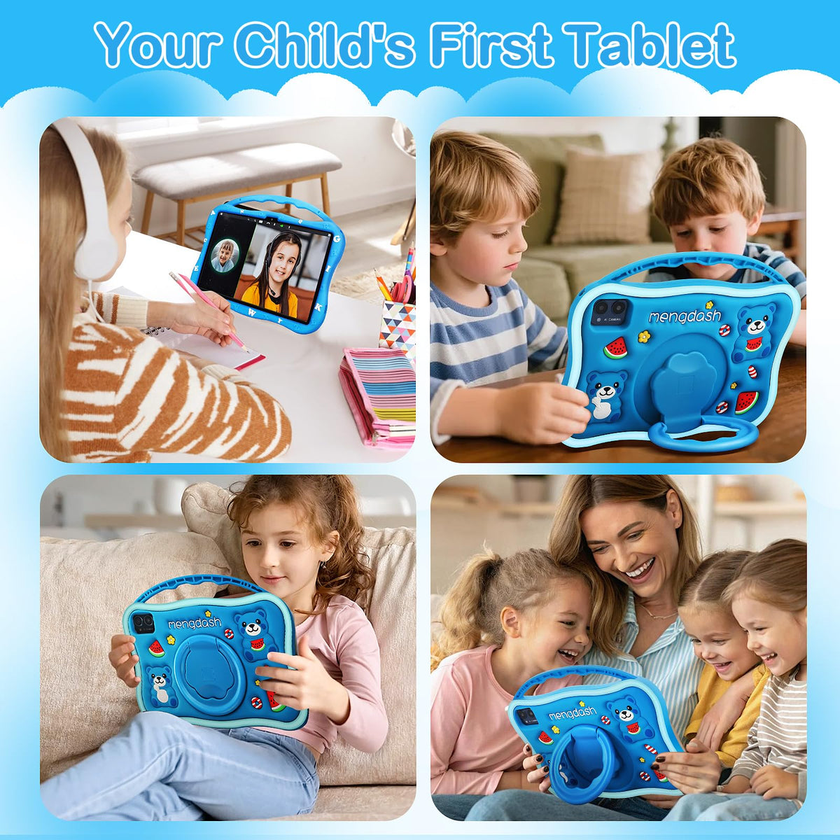 MengDash Kids Tablet 10.1 inch display delivers bright visuals for learning
