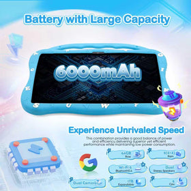 MengDash Kids Tablet 6000mAh battery supports long use during trips