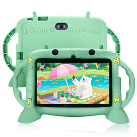 MengDash kids tablet 7-inch front view, compact learning device for home and travel