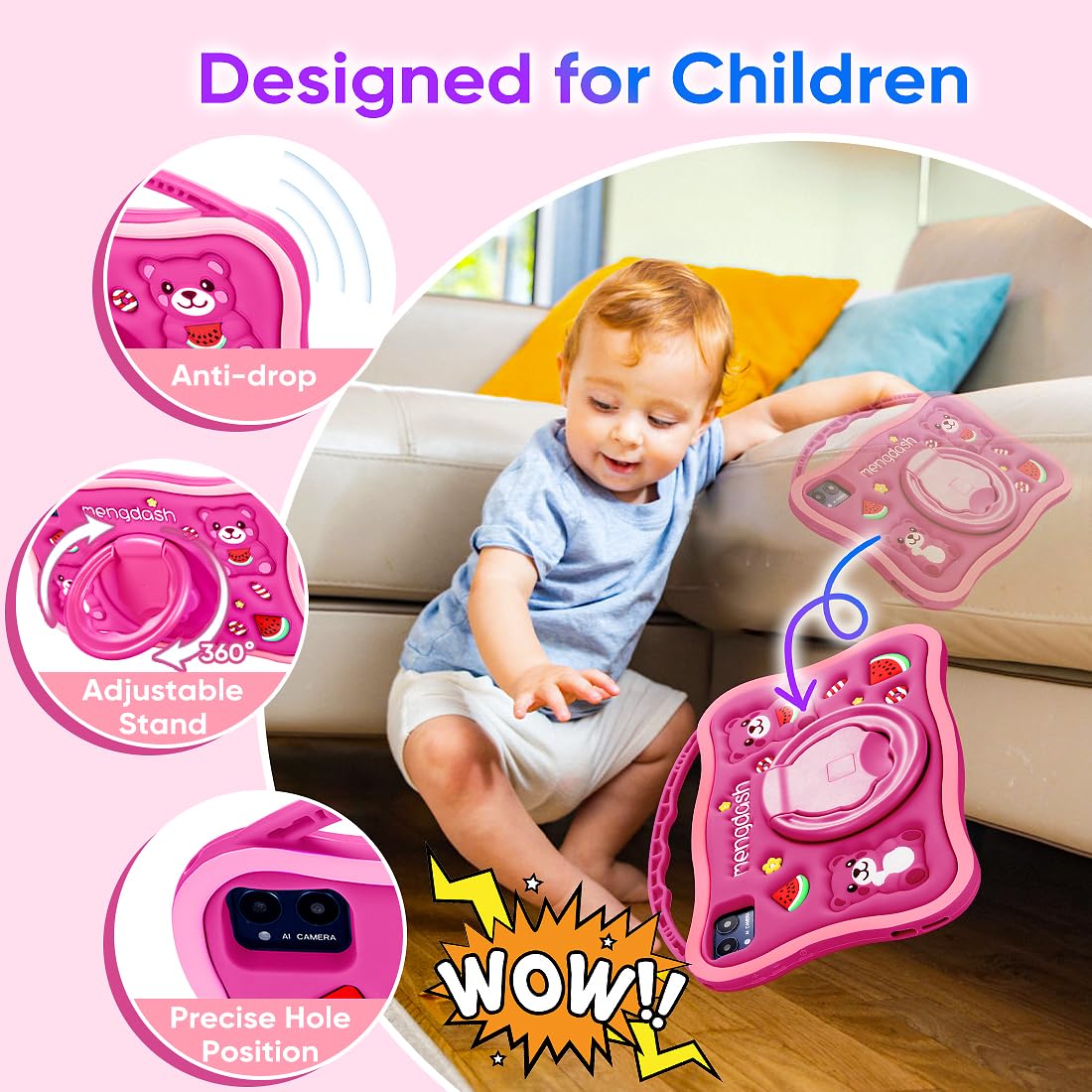MengDash Kids Tablet with 6000mAh battery for longer learning sessions
