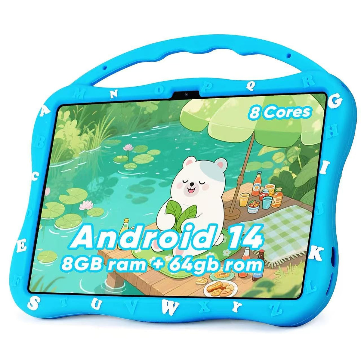 MengDash Kids Tablet blue front view for learning and play on the go