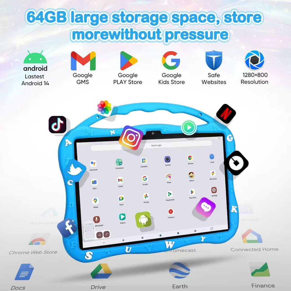 MengDash Kids Tablet screen with apps for education and entertainment