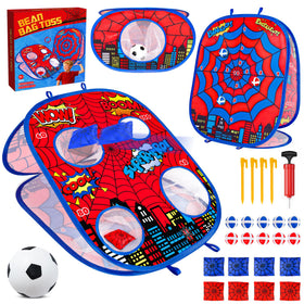 Menglepig 3-in-1 bean bag toss board side view emphasizes sturdy outdoor-ready base.