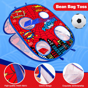 Menglepig 3-in-1 bean bag toss board top view showcases dual-sided play surfaces.
