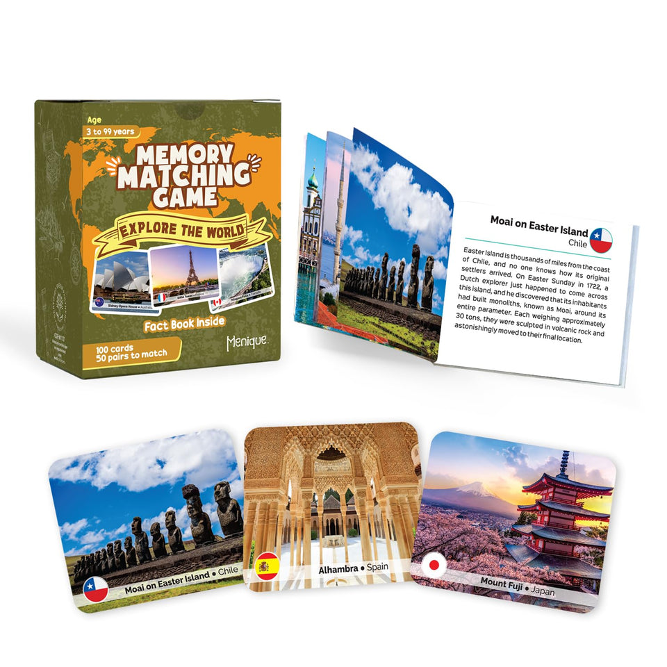 Menique Explore the World landmark card featuring Eiffel Tower for at-home geography learning