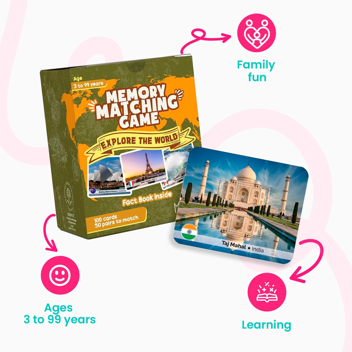Menique Explore the World landmark card featuring Great Wall for memory practice