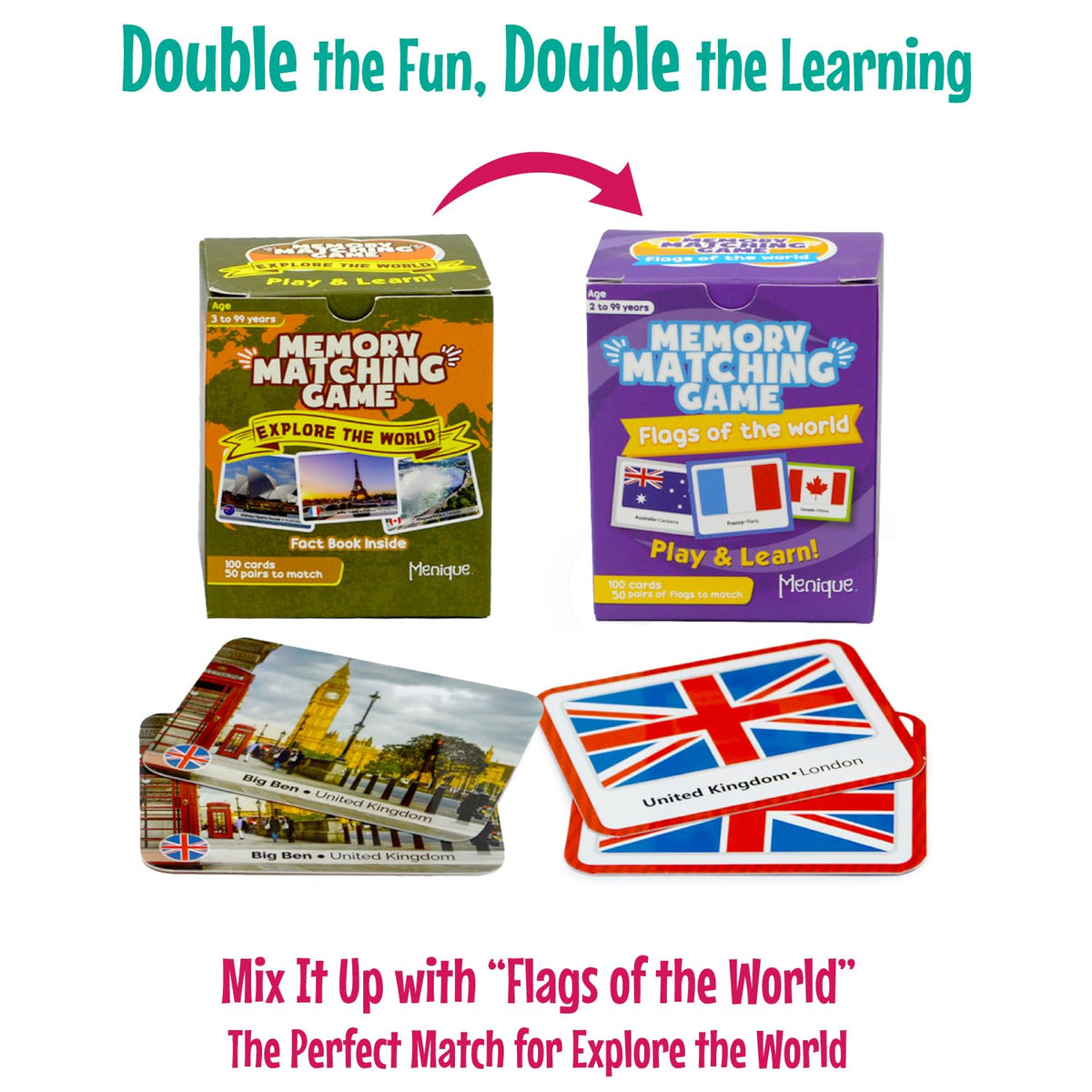 Menique Explore the World landmark card featuring Statue of Liberty for American landmarks