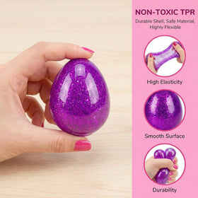 Menzcci colorful squeeze egg with sparkle for Easter baskets and party favors.