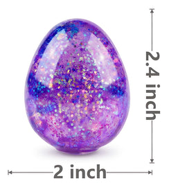 Menzcci soft, non-toxic squishy eggs safe for little hands and repeated squeezing.