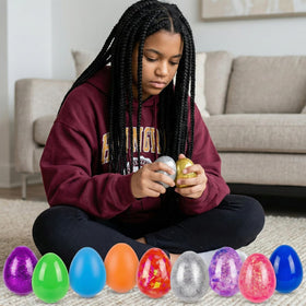 Menzcci egg squishy toy designed for stress relief and sensory exploration at home or school.