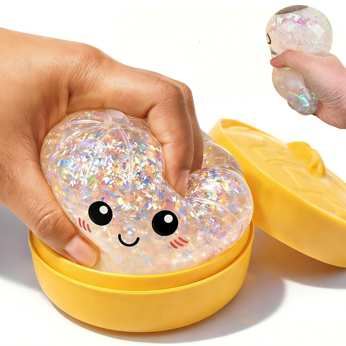 MEOAKJ dumpling squeeze toy with flashing lights for eye-catching sensory play