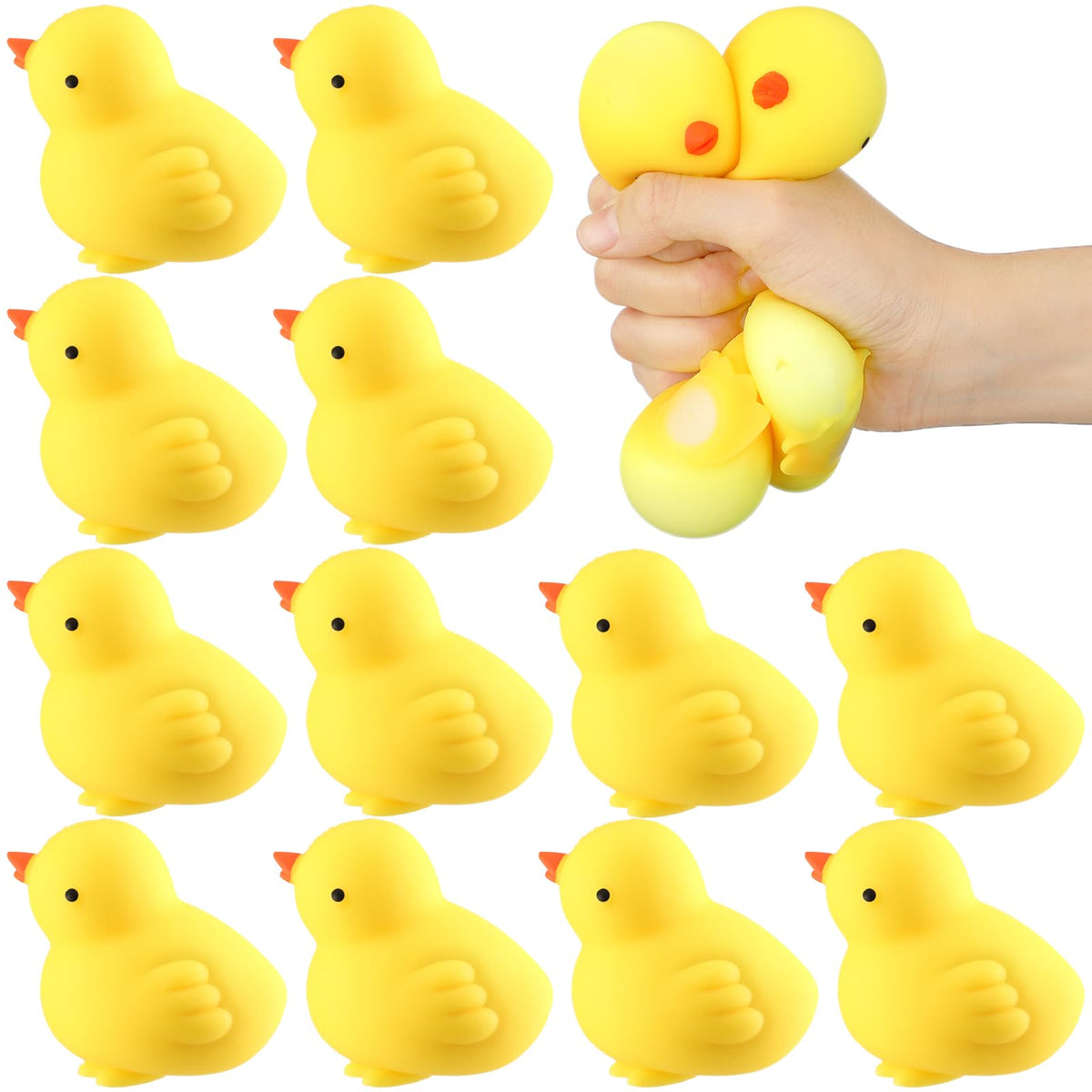 Meooeck 12-piece chicken stress balls pack for party favors and desk fun.