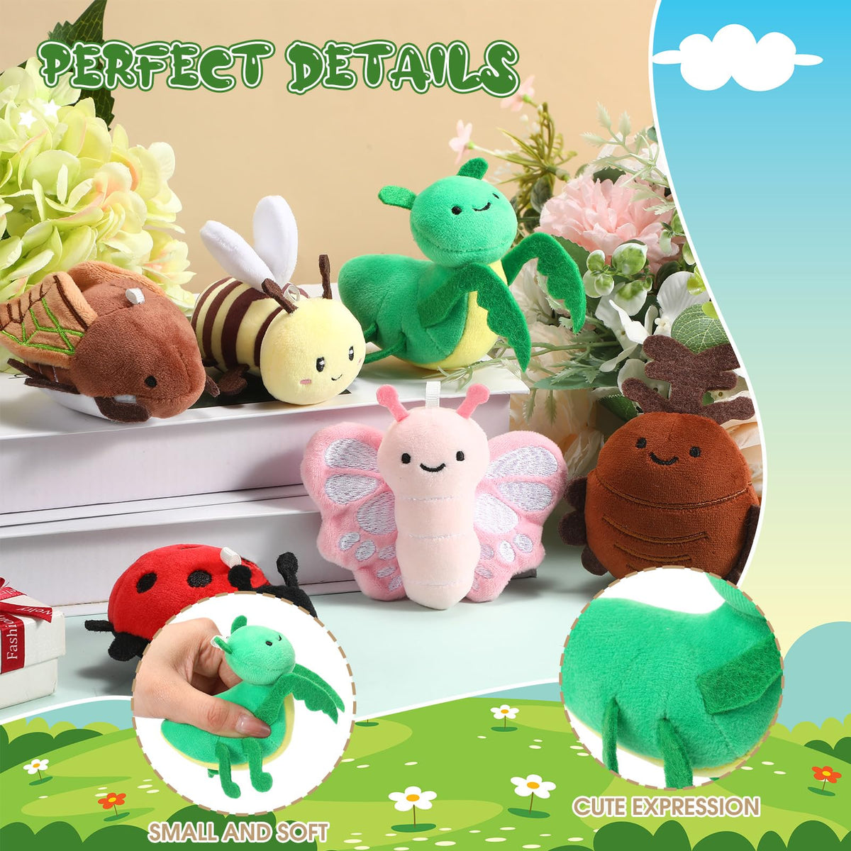 Meooeck butterfly plush charm brightens backpacks and key rings.
