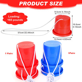 Meooeck blue bucket stilts ideal for coordination and shared play.